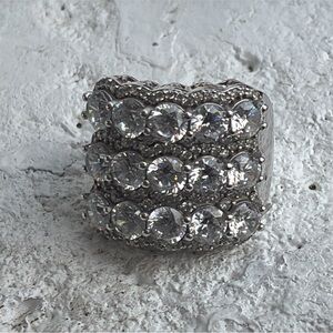 Extraordinary SJD Sterling Silver Cubic Zirconia Ring